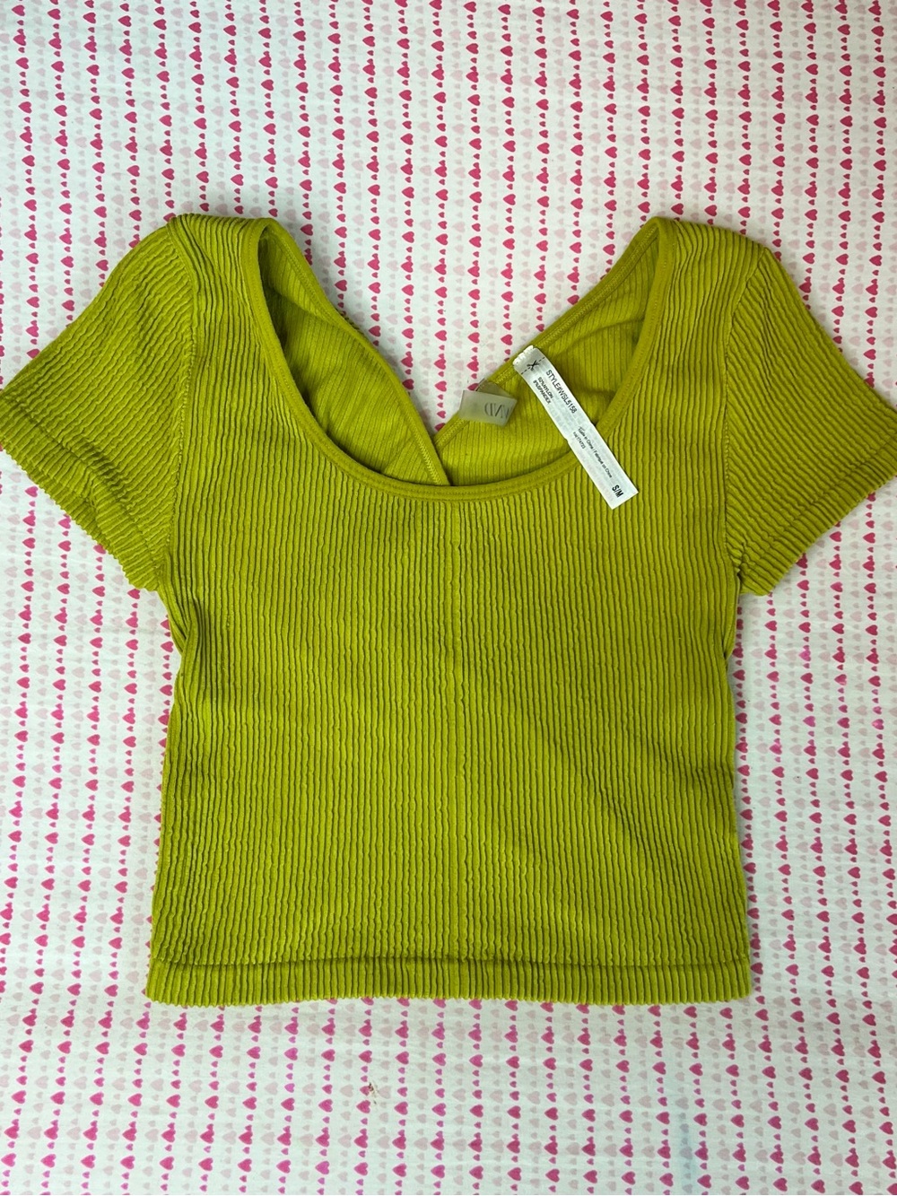 Ribbed Scoop-Neck Crop Top in Lime Green